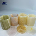 White Onyx Candle Holders/candle Jar with Glass Refill Insert