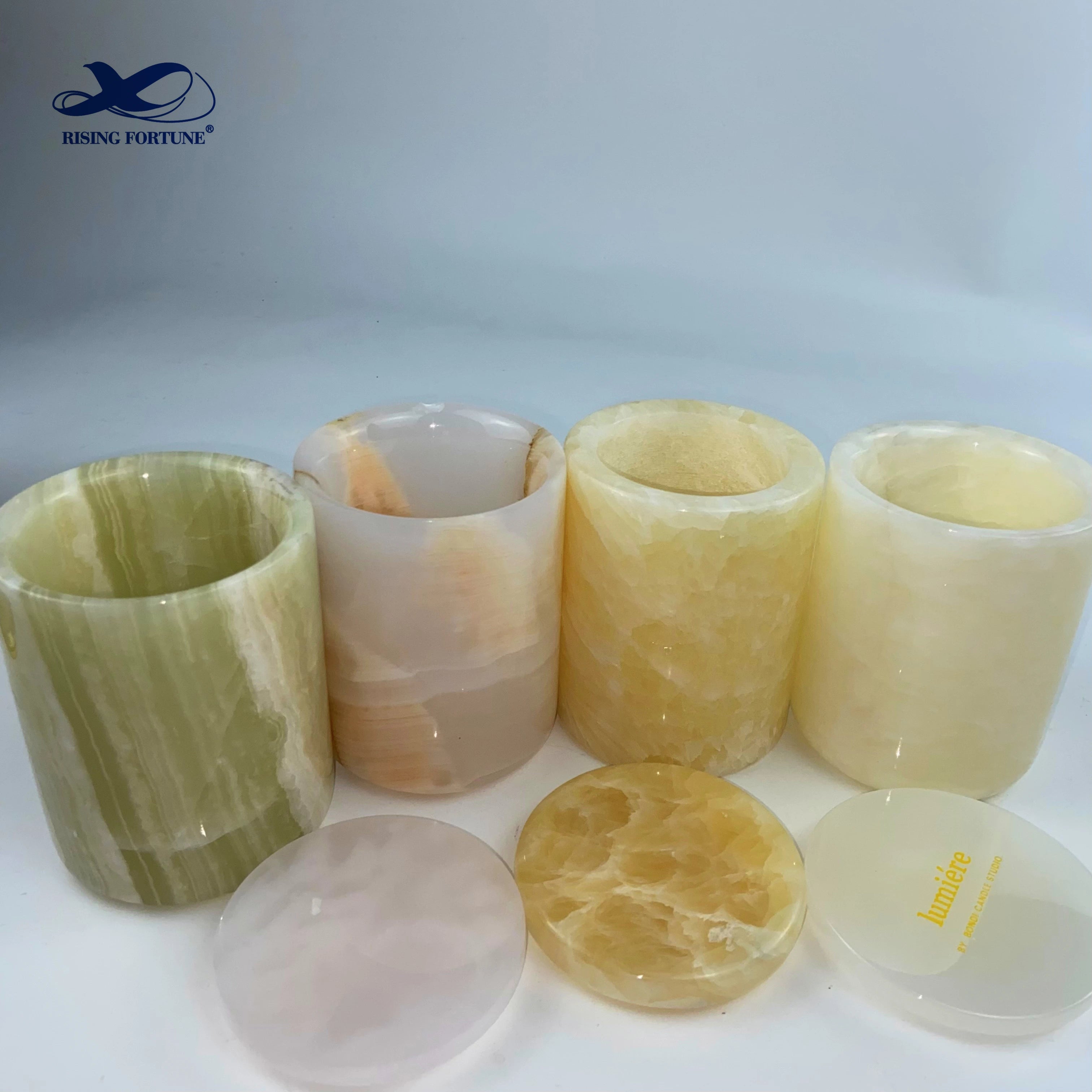 White Onyx Candle Holders/candle Jar with Glass Refill Insert