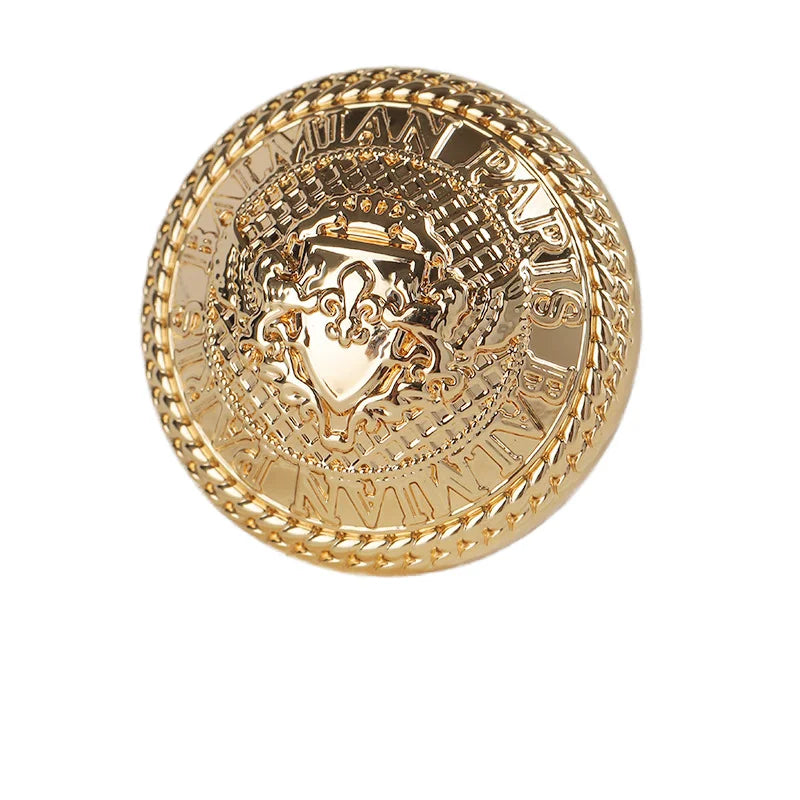 Women's Vintage Gold Shank Buttons with Lace Decoration Hand-Stitched Zinc Alloy Eco-Friendly Customized Engraved Logo