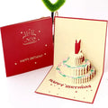 3D Retro Pop-up Cake Birthday Card Creative Handmade Small Gift for Blessing Greeting Card