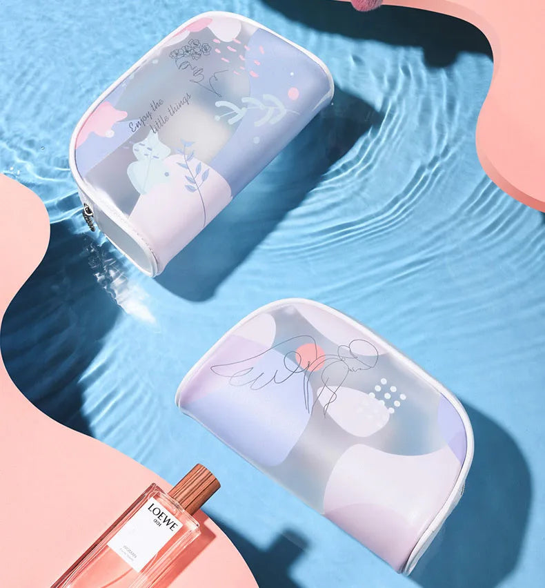 Morandi Color Scheme Travel Bag Clear TPU Travel Wash Bag Waterproof PVC Cosmetic Makeup Bag for Women