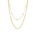 Dainty Non Tarnish Stainless Steel Gold Color 18k Gold Plated Freshwater Pearl Double 2 Layers Layered Necklace Jewelry Women