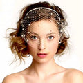 Princess Handmade Bride Queen Korean Style Unique White Black Pearl  Bridal Veil  Headwear Dancing Party Accessories