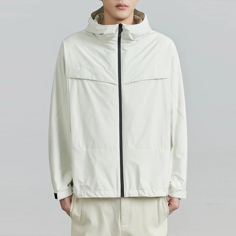 2024 New Fashionable Men Zip up Waterproof Windproof Jacket Men's Hooded Casual Windbreaker Jacket