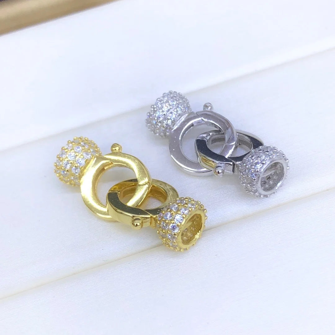 C211 925 Sterling Silver 18K Gold Plated Pearl Clasp for Jewelry Wholesale Metal Cord Ends Clasp Necklace or Bracelet Clasp