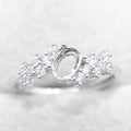Semi Mount 4*6mm Sterling Silver Ring Frame Empty Blank Support Claw Setting S925 Base Holder Without Center Stone for DIY Inlay
