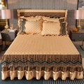 Beautiful Multi Gold Ruffled Bedskirt Velvet Fabric Bedding Sets Ruffles Bedding Set Wholesaler