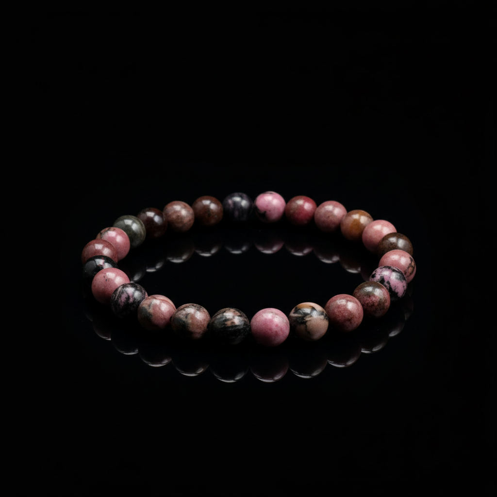 Handmade 8mm Black Stripe Rhodonite Stretch Bracelet Natural Beads Elastic Beaded Bracelet for Women gift