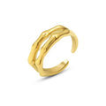 2025 New PVD Vacuum Coated Open Gold Double Bamboo Ring Stainless Steel Adjustable Tarnish-Free Stacking Ring Fashion Rings