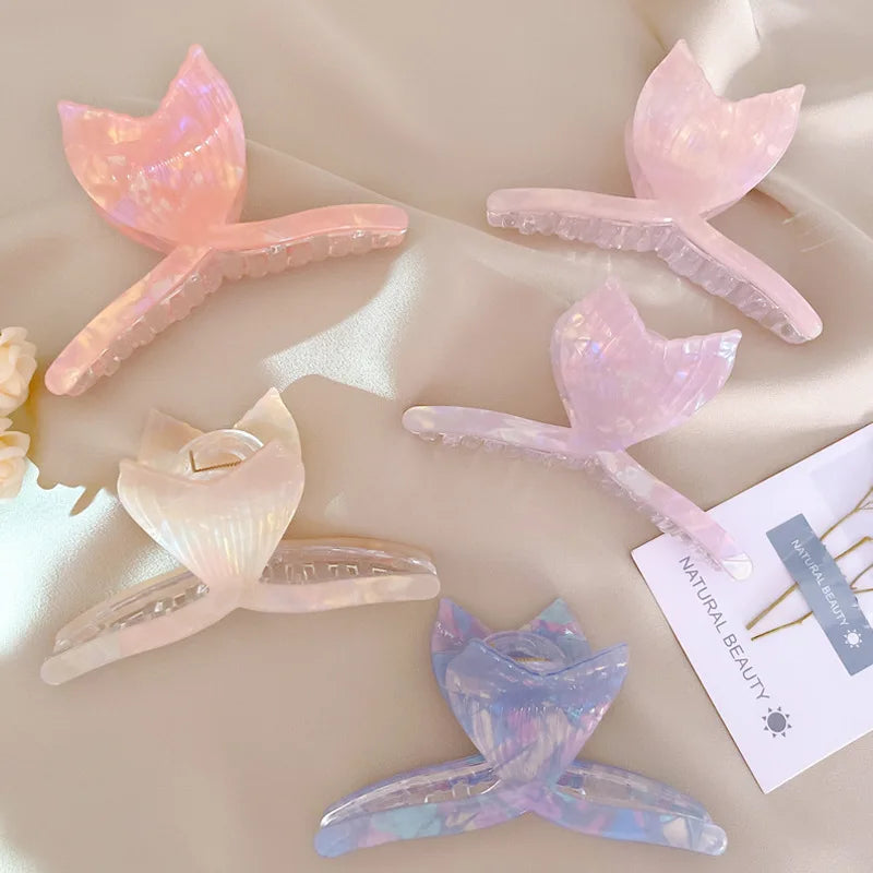 Women Girls Fish Tail Barrettes Sweet Hairclaw Mermaid Ornament Clips Hairpins Fashion Hair Accessories Ponytail Shark Grab