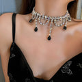 Sexy Gothic Chokers Crystal Black Choker Necklace Diamond Women Bling Rhinestone Tassel Water Drop Necklace