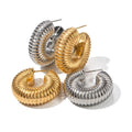 BJG0275E Trendy Stainless Steel Chunky Hoop Earrings Jewelry for Women 18K Gold Plated Huggie Chunky Hollow Earrings