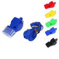 Quality Survival Training Whistles Colorful Football Match Referee Flat Plastic Coach Single-Tone Brushed Finish Lanyard Spring