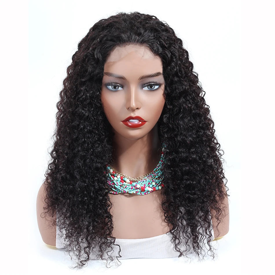 100% Real Human Hair Peruvian 4x4 Closure Lace Wig for Black Women Jerry Kinky Curl Lace Front Wig With Custom Packaging Box