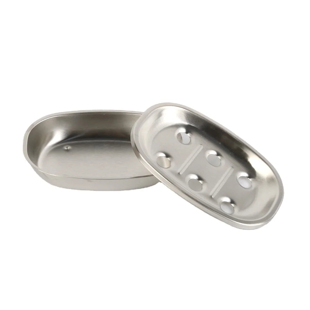 SUS304 Stainless Steel Brushed Soap Dish with Drain Bathroom and Shower Double Layer Draining Soap Box