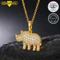 HipHop Luxury Jewelry Custom Rhinoceros 925 Sterling Silver Men Pendant Iced Out Moissanite Diamond Chain Necklace