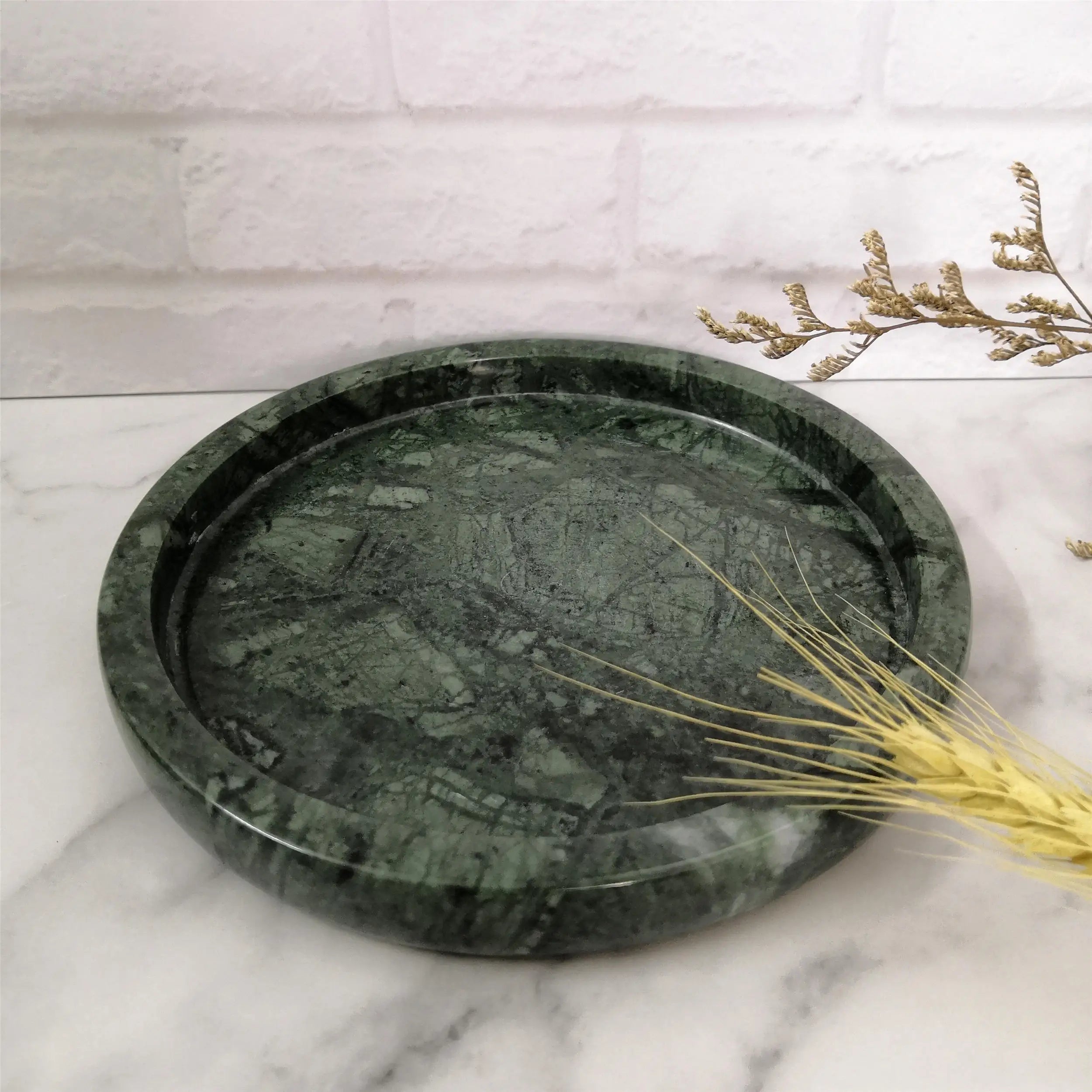 Bathroom Decorative Round Marble Jewelry Tray