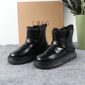 Women's Fashion Winter Snow Boots Buckle Genuine Leather Wool Lining Thick Sole Non-Slip Toe Design for Winter