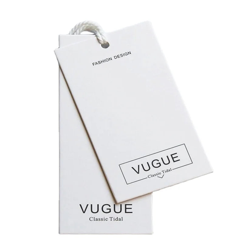 Luxury Embossed Printed Recycled Thick Cardboard Swing Tags with Custom Colors and Metal Eyelets for Clothing Shoes Jewelry Bags