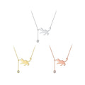 925 Sterling Silver Cat Necklace for Women 14K Gold Plated Kitten Pendant Collarbone Chain Zircon Stone Fashion Jewelry SCN232