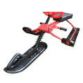 Snow Racer Sled Ski Sled Slider Board with Twin Brakes and Steering Wheel Durable Steel Frame Snow Runner Bike Sled