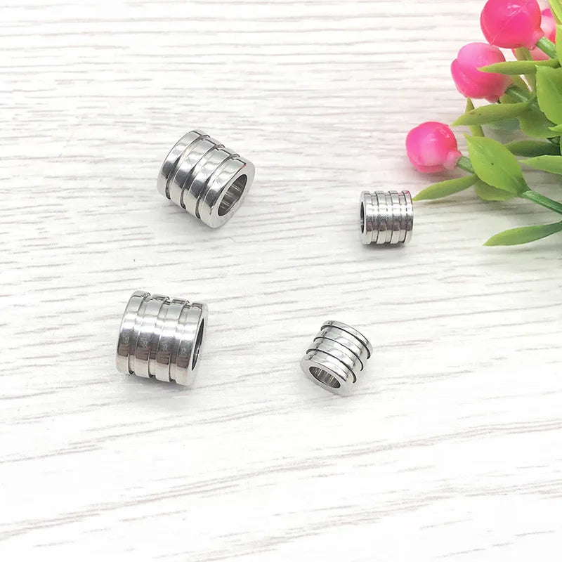 Wholesale Stainless Steel European Beads Big Hole Spacer Beads for Jewelry Bracelet Making