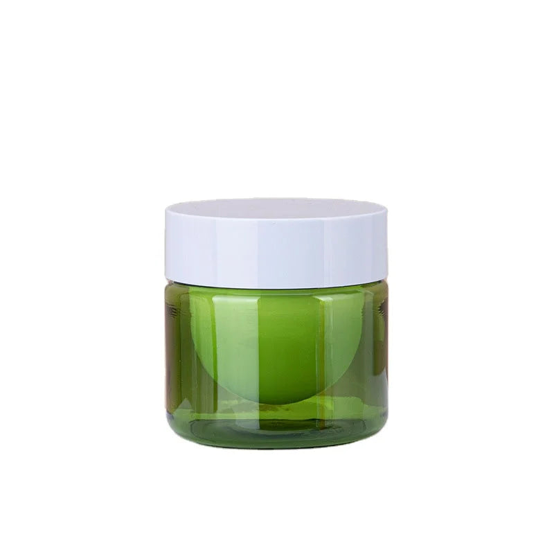 Double Wall Empty Green Round 50g Pet Containers Plastic Cosmetic Skincare Body Facial Cream Jar