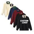 Custom Oversized Cotton and Polyester Color Match 320 Gsm Sport and Fallow Polo Sweatshirt Long Sleeve Polo Shirt for Men