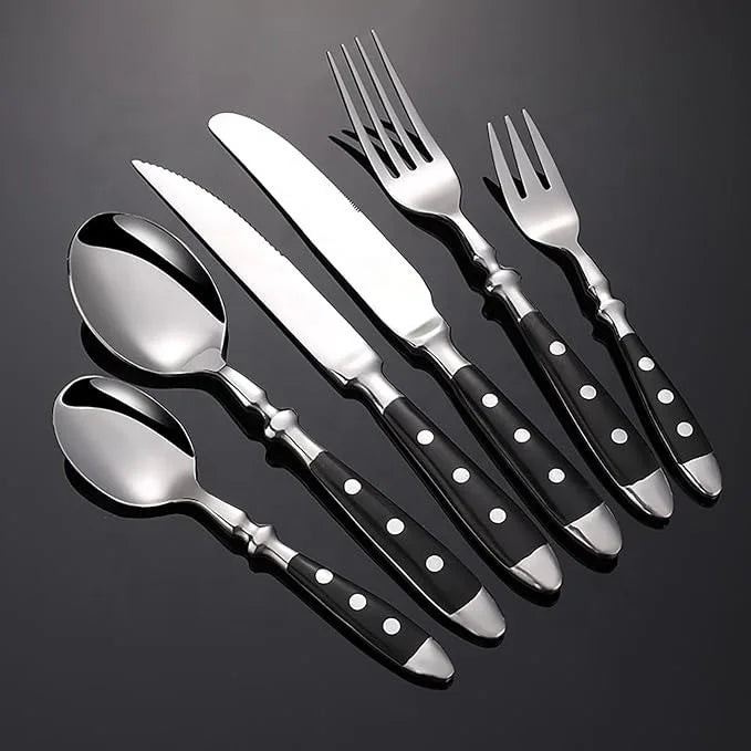New Black Germany 4-Piece High Quality Europe Forged Stainless Steel Mirror Knife Fork Spoon Tableware Set Home Wedding Gifts