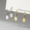 Daidan Gold Plated Earrings 18K Trendind Rectangle Sterling Silver Drop 925 Zirconia Star Hoop Earrings