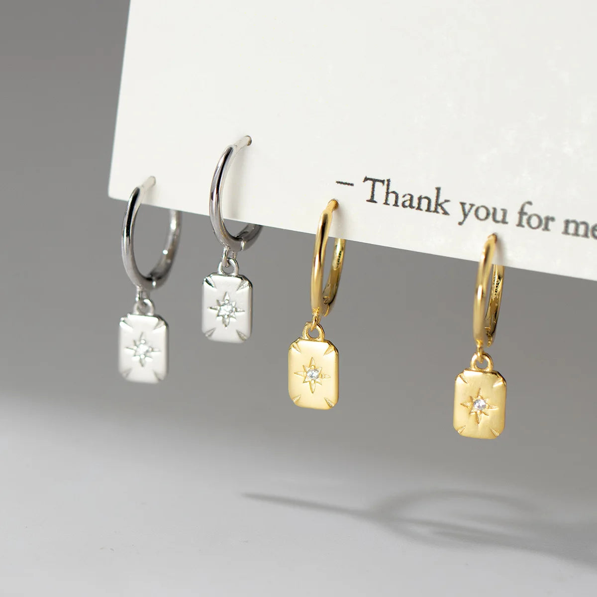 Daidan Gold Plated Earrings 18K Trendind Rectangle Sterling Silver Drop 925 Zirconia Star Hoop Earrings