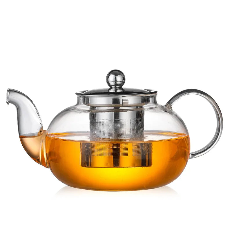 1000ml Modern Design Glass Teapot StoveTop Safe BPA Free Eco-Friendly PSC Tea Kettle Blooming Loose Leaf Tea Maker Removable