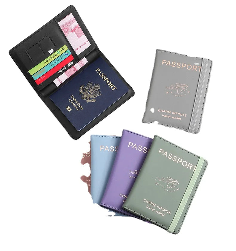 Wholesale Custom Pu Leather Rfid Passport Holder Cover Wallet Travel Family Luxury case Organizer Passport Bag Sets