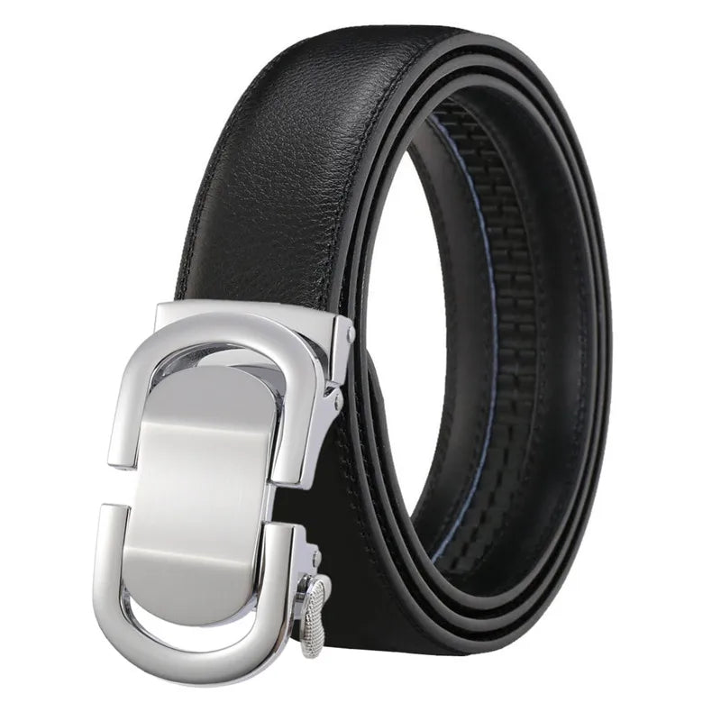 LQbelt Automatic Buckle Belt Men's Genuine Leather Ratchet Belts for Men Custom Logo Waistband Factory