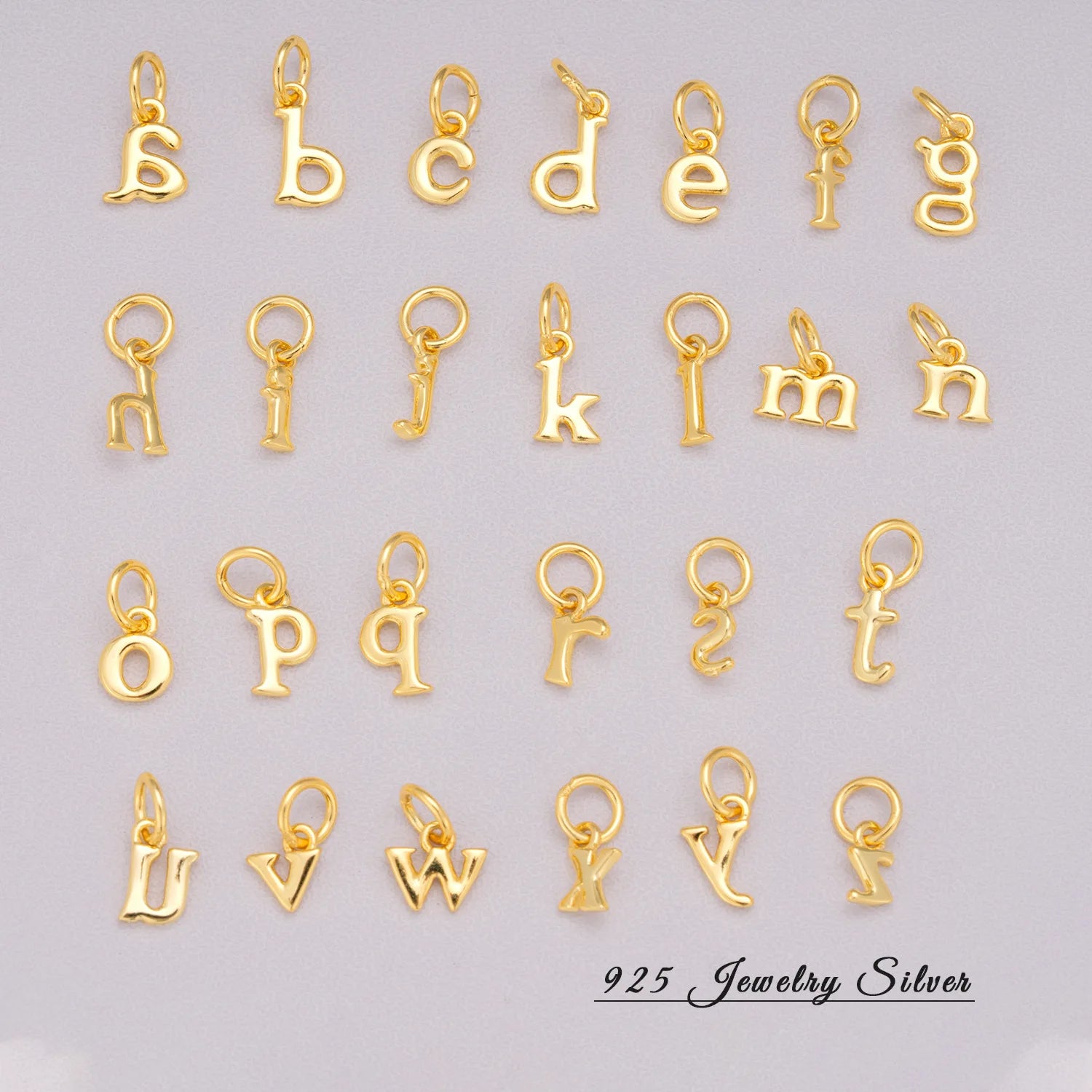 925 Sterling Silver 26 Letters Enamel Letter A-Z Charms Pendant Lowercase ABC for DIY Personalized Name Word