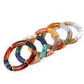 Fashion Summer Acrylic Bamboo Bracelet Resin Mixed Color Tube Beads Charm Stretched Bracelets Bangles for Women