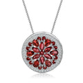 A3208 Abiding Flower Natural Red Garnet Gemstone Women Fashion Jewelry 925 Sterling Silver Necklace Pendant