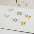 S925 Silver  Straight Needle Earrings with Single Zircon and Pearl Elegant Jewelry Findings & Components Model