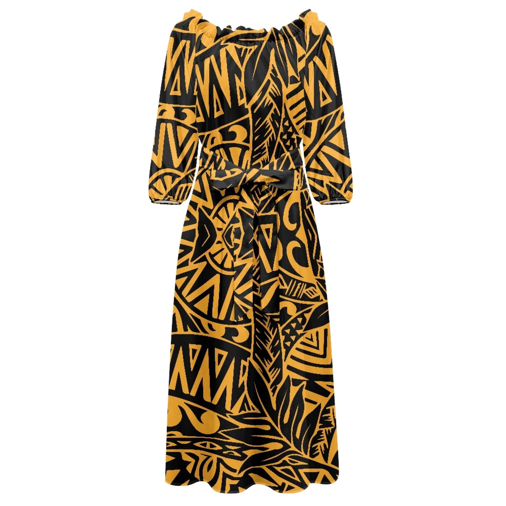 New Elegant Polynesian Samoan Tribal Floral Style Women's Long Sleeve Dress Sweet Custom Print on Demand Women's Party Clothing