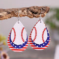 Kupeler  Baseball Leather Earrings Women Pendientes Personalizados Sports Basketball Football Flag Teardrop Dangle Earrings
