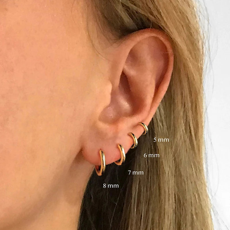 Dropshipping 925 Sterling Silver Simple Plain Round Classic Ins Style Geometric Minimalist All-match Hoop Earrings for Women