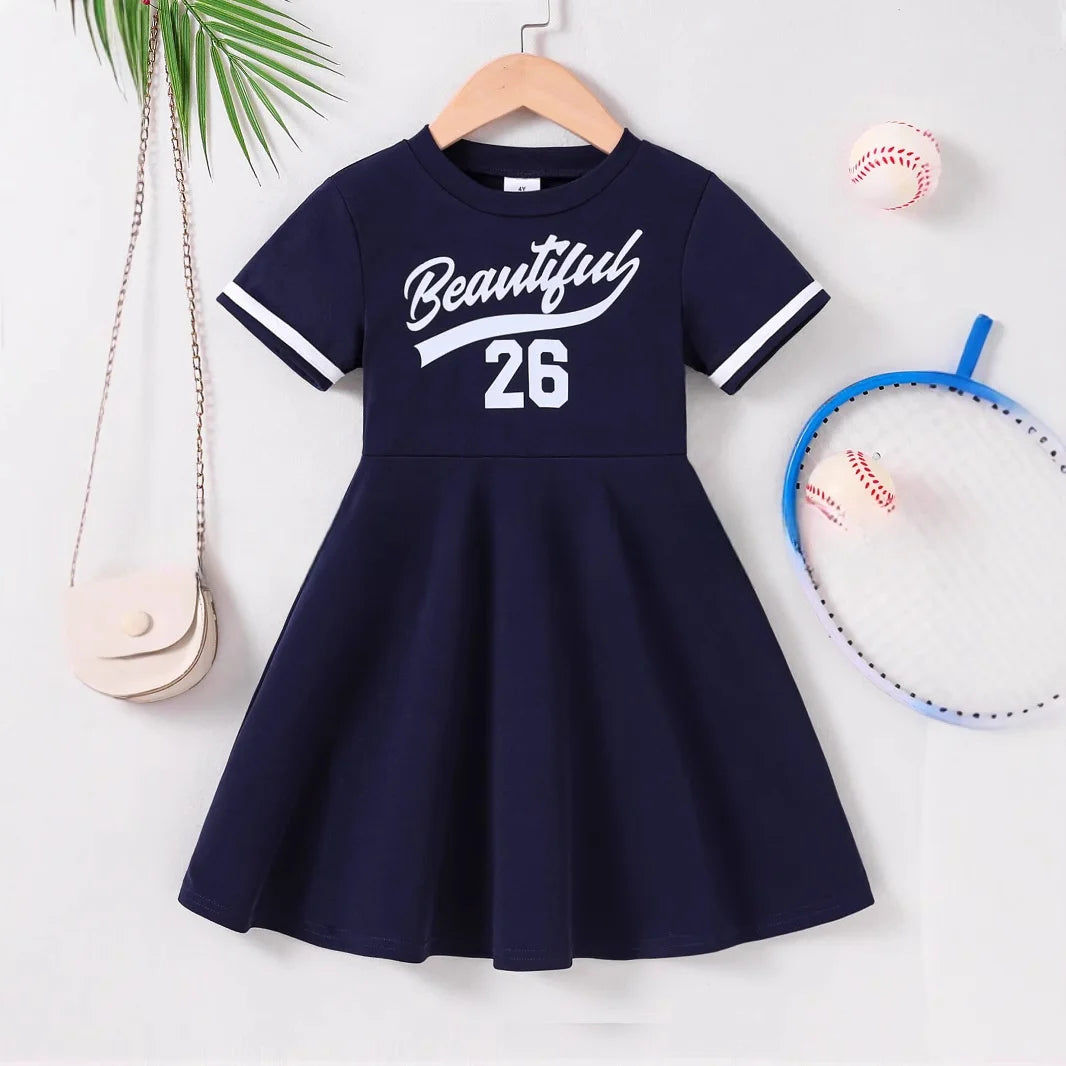 Summer Children Clothing Girls Sport Dresses for  4-8Y  Kids Clothes