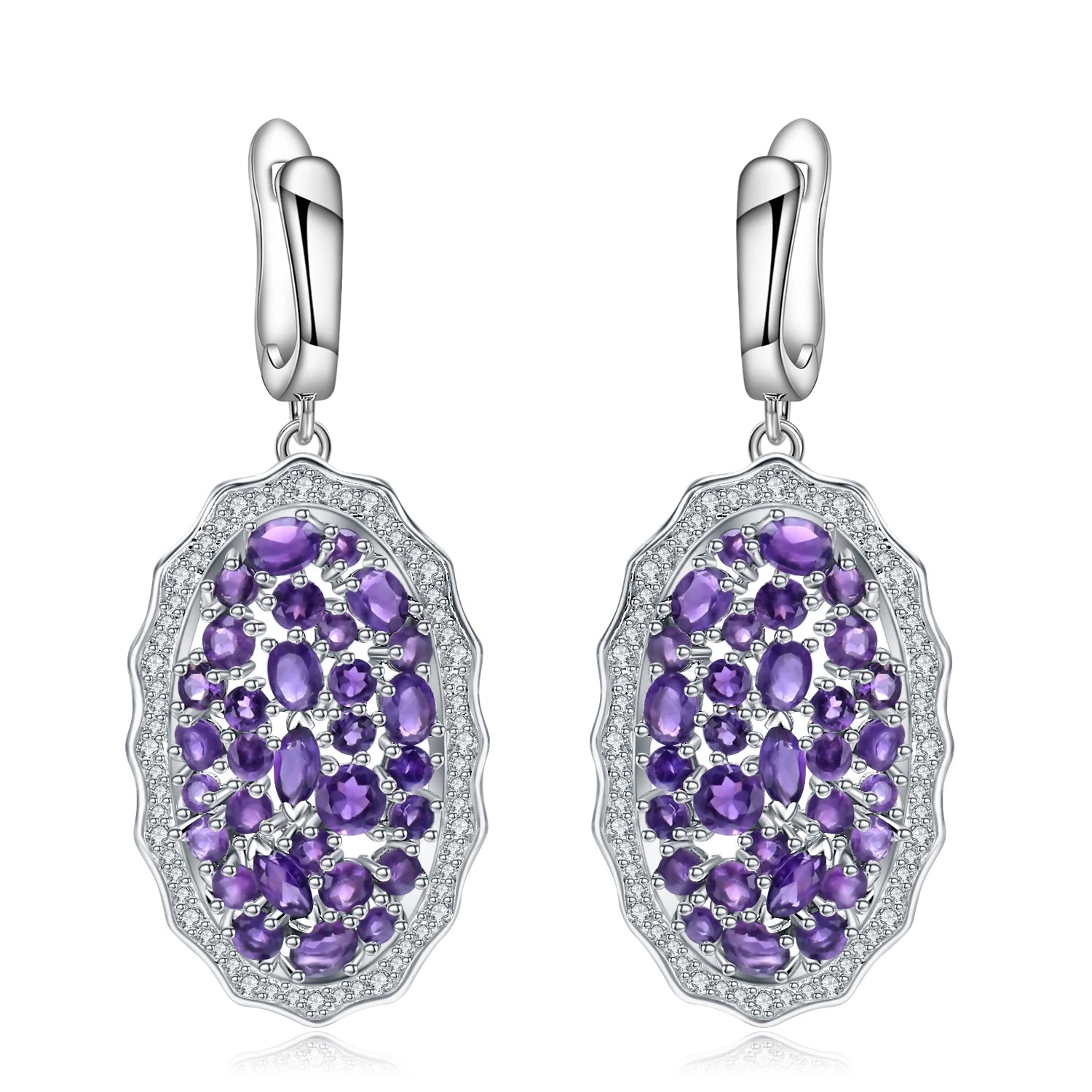 C554 Abiding Romantic Sterling Silver 925 Vintage Earrings Women Jewelry New Design Natural Amethyst Stone Earrings