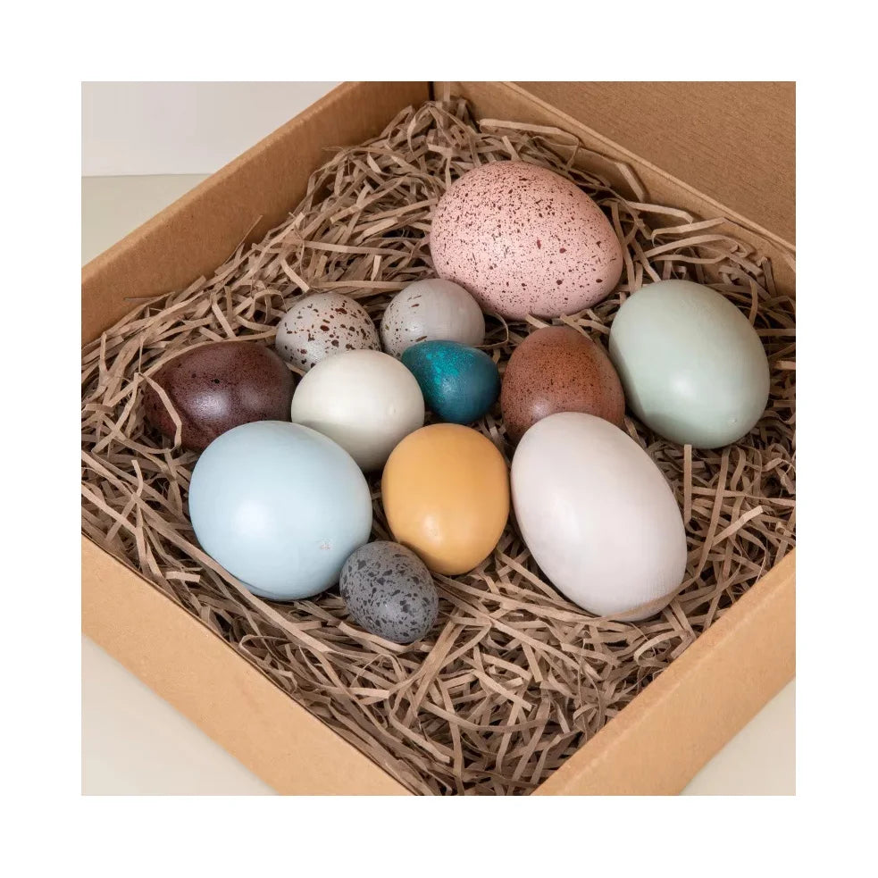 2022 Hot Wooden Simulation Colorful Bird Eggs Duck Eggs Play House Fun Games Childhood Pulling Out Bird Eggs Toy Set