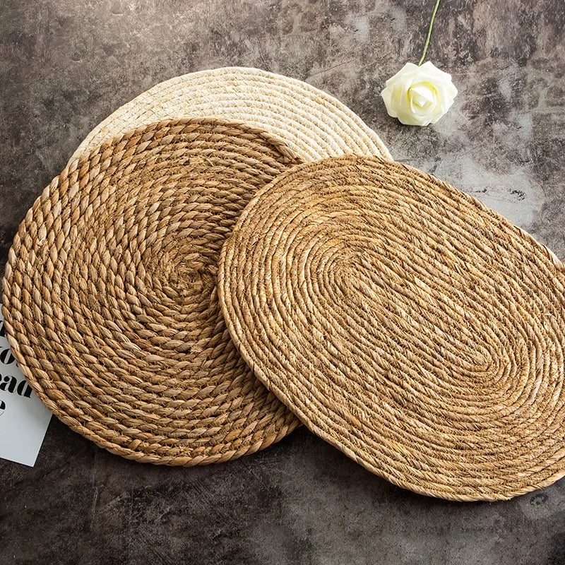 Natural Rattan Coasters Bowl Pad Handmade Insulation Round Placemats Table Padding Cup Mats Kitchen Decoration Accessories