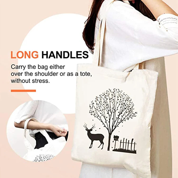 Promotional Recyclable Shopping Eco Friendly Custom Design Cotton Canvas Tote Bag Custom Printed Logo Customized Shopping Bags