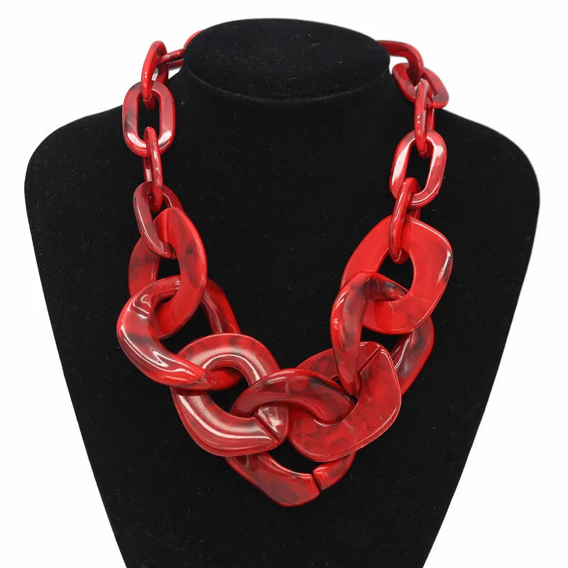 European and American Fashion Bohemian Exaggerated Big-name Acetate Geometric Chain Personalized Clothing Decoration