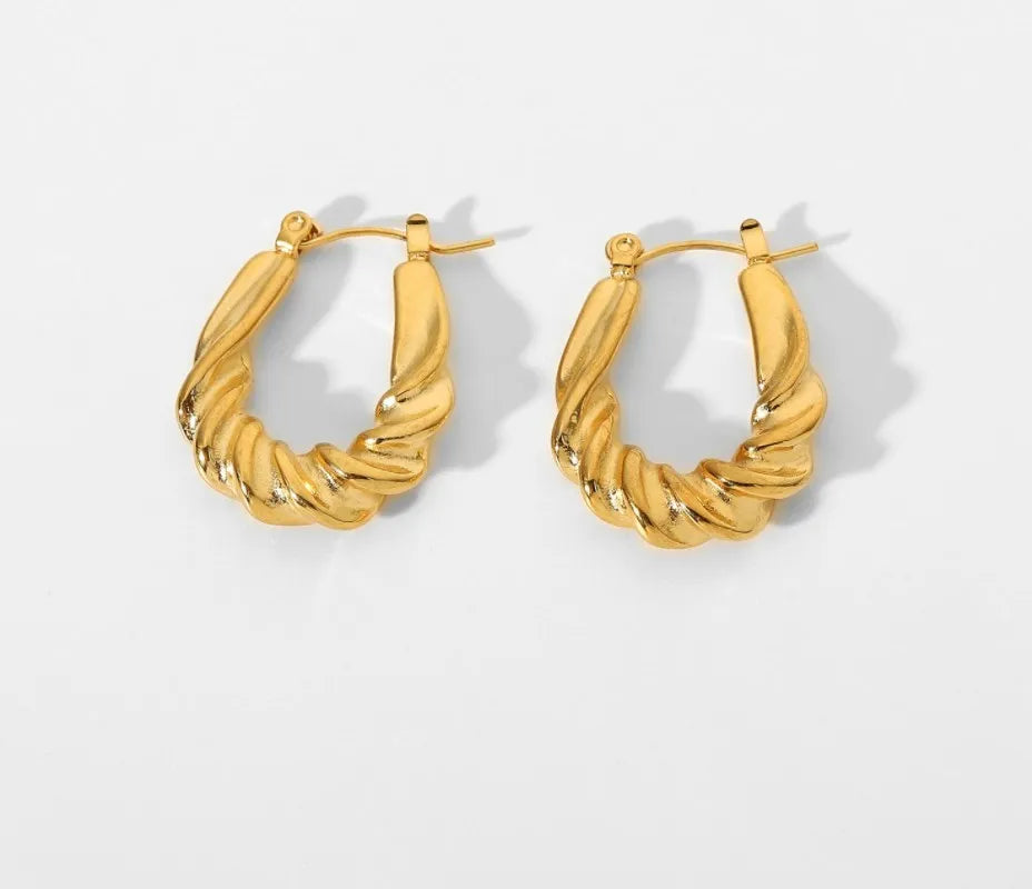 Fashion Earrings Jewelry Twisted Woven Thick Hoop Earrings for Women 18k Gold Stainless Steel Twisted Earrings Jewelry