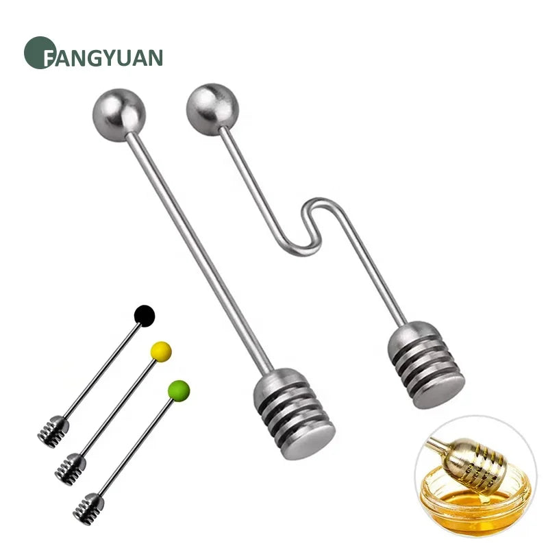 FANGYUAN Top Seller Stainless Steel 304 Honey Comb Stirrer Spoon Honey Dipper Stick for Honey Jar