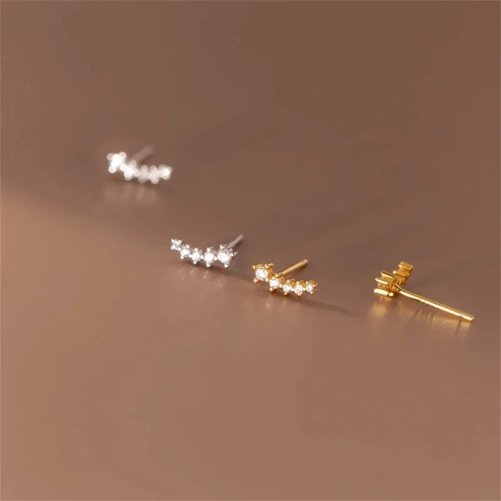 FUAMAY Cute 18K Gold Plating Jewelry Earrings 925 Silver Original 925 Sterling Silver Stud Earrings Tiny Helix Cartilage Design